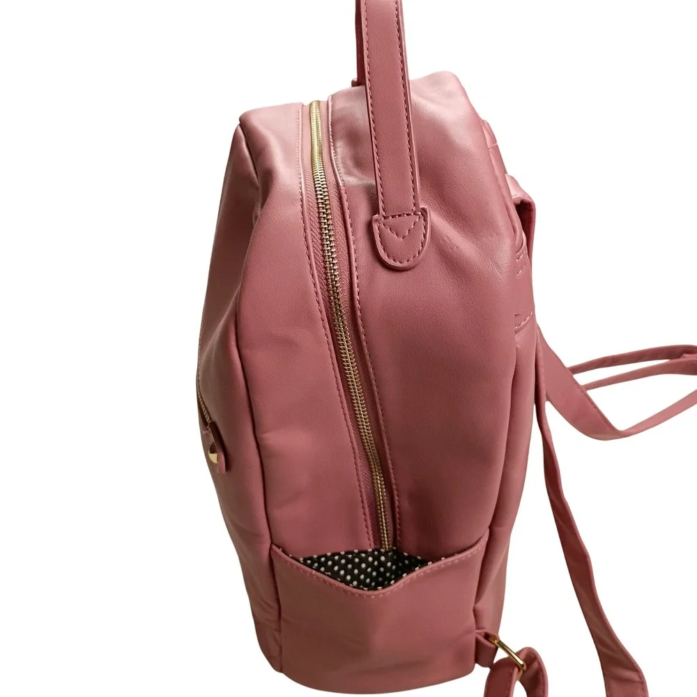 BP Mini Backpack Womens Small Pink Quilted Faux Leather Tassel Gold